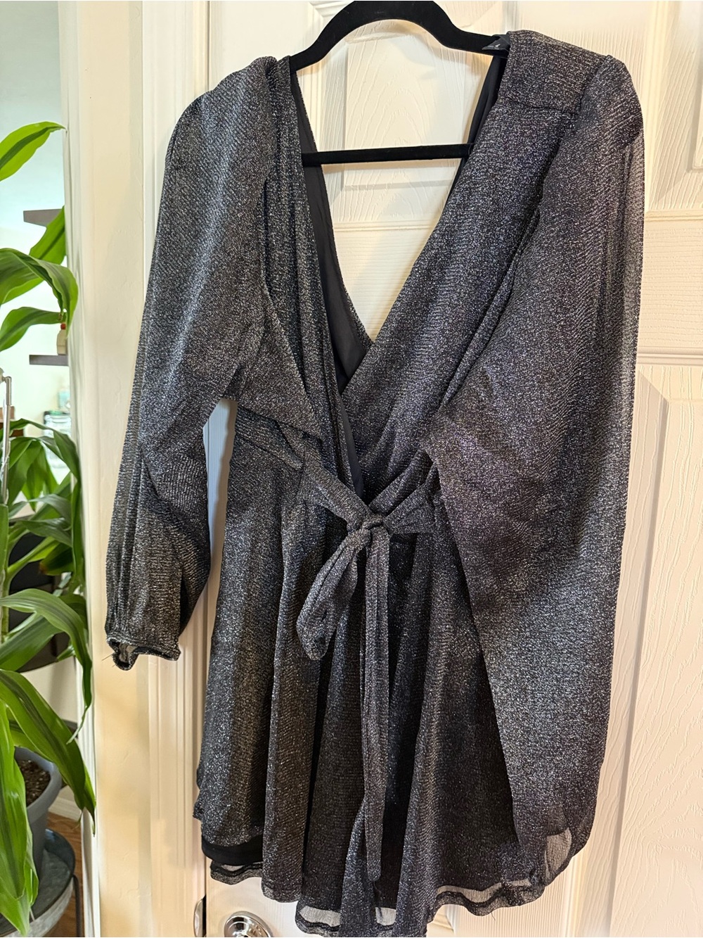 torrid Metallic Charcoal Wrap Mini Dress